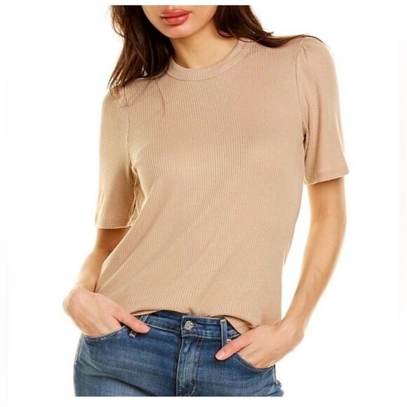 Faherty Brand Womens Size Small Nomad Tan Beige Legend Rib Layne Ribbed Tee - Picture 1 of 14